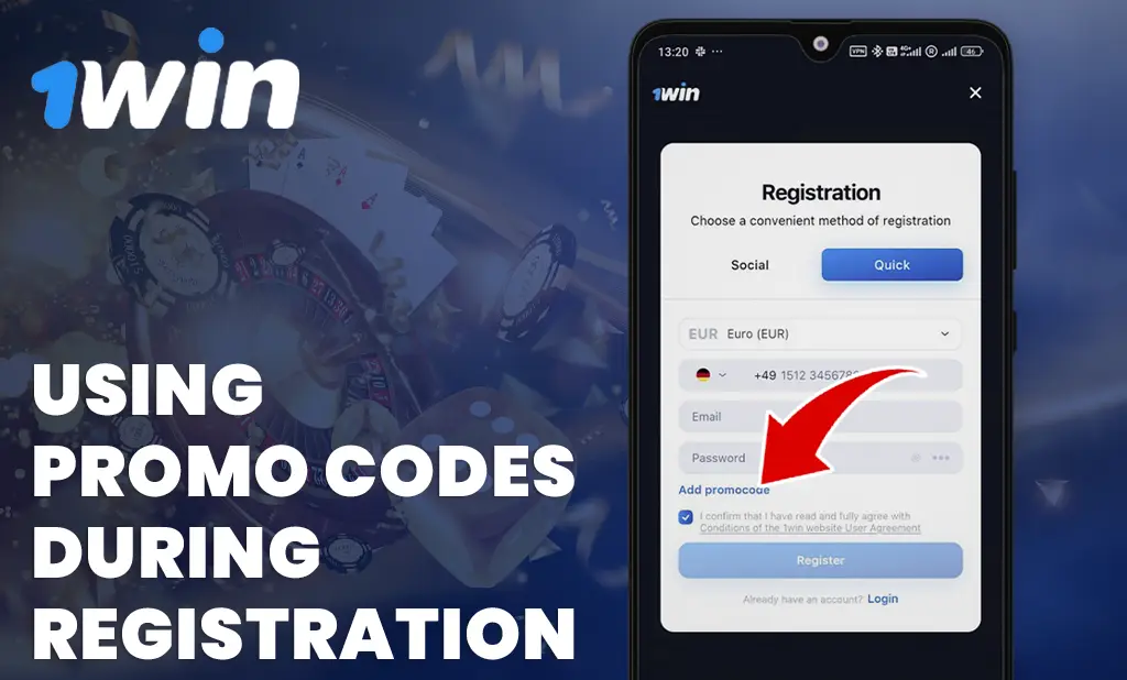 Using promo codes when registering at 1win